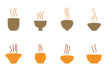 Bowl with Hot Steam Illustration Set Design