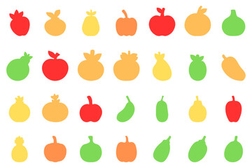 Simple Fruit Silhouette Icon Set Design