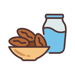 Dates and Milk a traditional iftar meal for breaking fast during Ramadan