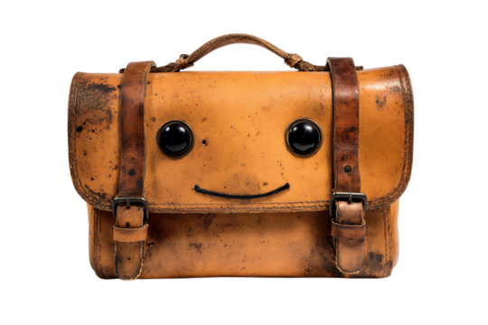 Cute cartoon briefcase with happy face