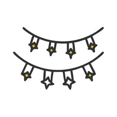 Festive decorative star light garland, perfect for holidays and celebrations icon