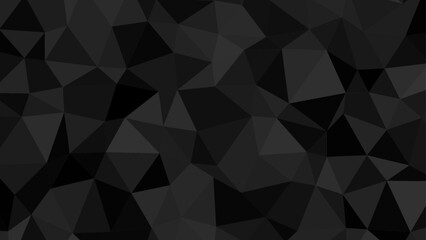 An abstract black geometric background. A 3d triangle texture in the shades of gray colors.