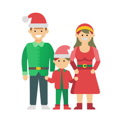 A festive family embraces the holiday spirit with Christmas attire and smiles