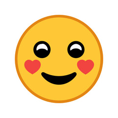 Yellow circle emoji face with big eyes heart cheeks and smile