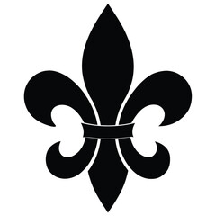 Black Fleur de Lis Depicting a Classic Heraldic Symbol Isolated on White