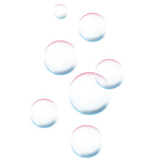 A graphic design featuring multiple translucent soap bubbles.