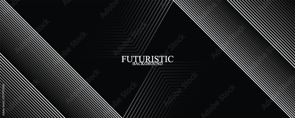 Poster 3d techno abstract background overlap layer on dark space with glowing white lines shape decoration.