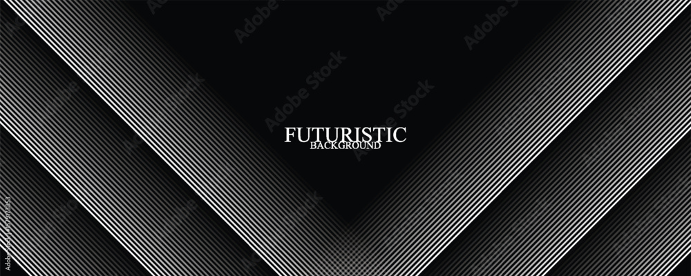 Aufkleber 3d techno abstract background overlap layer on dark space with glowing white lines shape decoration.