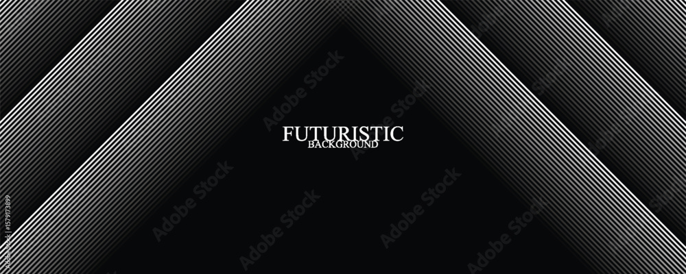 Poster 3d techno abstract background overlap layer on dark space with glowing white lines shape decoration.