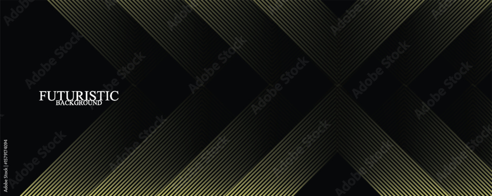 Poster 3d black yellow techno abstract background overlap layer on dark space with glowing lines decoration