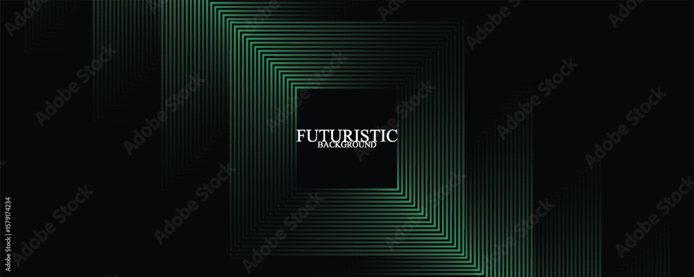 Aufkleber 3d green techno abstract background overlap layer on dark space with glowing lines shape decoration.