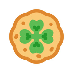 Saint Patricks Day shamrock cookie with four leaf clover design isolated illustration