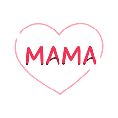Happy Mothers Day Beautiful MAMA Heart Illustration Pink and Red Design