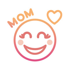 A Smiling Emoji with a Heart and the Word Mom Above it