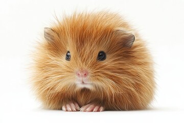 Adorable fluffy hamster, closeup portrait. Perfect for pet product ads, blogs, and websites. Ideal for various commercial uses.