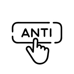 Hand pressing anti button in minimalist line style design  