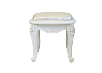 Vintage stool antique furniture isolated on white background. This has clipping path.