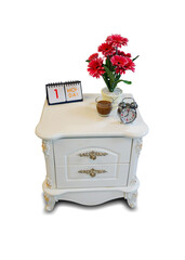 Vintage table antique furniture isolated on white background. This has clipping path.