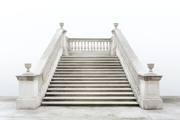Elegant white stone staircase, classic architecture. Ideal for design, websites, and print.  Commercial use permitted.