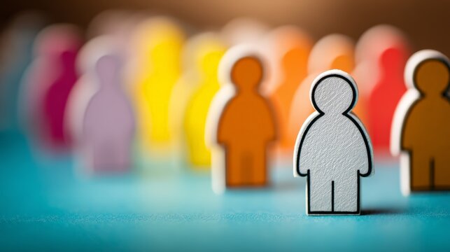 Diverse figurines symbolize teamwork and collaboration in a creative workspace.