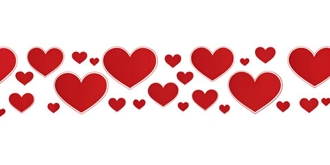 Red Hearts Border Design for Valentine's Day and Love Celebrations - Romantic Background for Greetings and Crafts