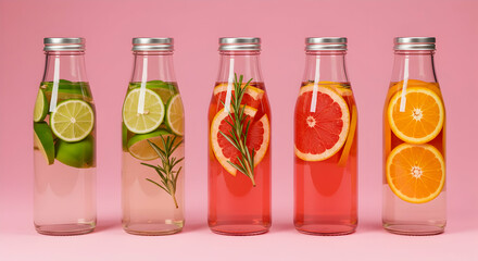 Refreshing Fruit Infused Water Summer Drinks Bottles