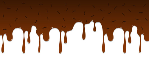 Realistic dripping brown chocolate with sprinkles illustration isolated on white background. World Chocolate Day celebration element