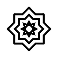 Geometric Eight Pointed Star Design with Concentric Outlines and Rounded Corners