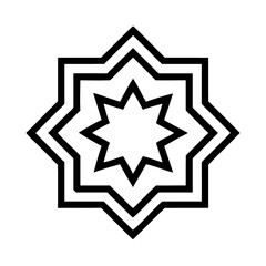 Eight Pointed Star Symbol in Black Outline Graphic Design Element