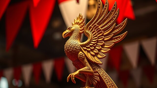 Polished red star badge on military uniform for PLA Day