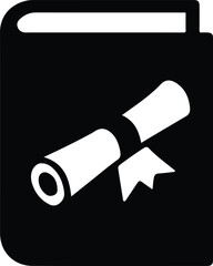 Silhouette book with diploma certificate study vector Illustrator