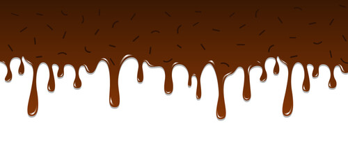 Realistic dripping brown chocolate with sprinkles illustration isolated on white background. World Chocolate Day celebration element
