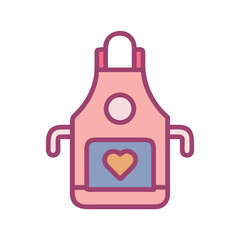 Pink apron with heart pocket, cooking apron, valentine theme illustration