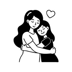 A Loving Embrace Depicts a Mother and Daughter's Affectionate Bond