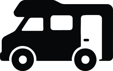 Silhouette Camper RV travel vehicle icon vector Illustrator