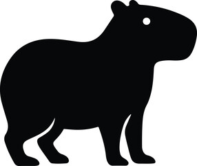 Silhouette capybara rodent standing side view vector illustrator