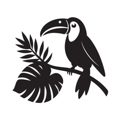 Tropical Toucan Sitting On Jungle Branch