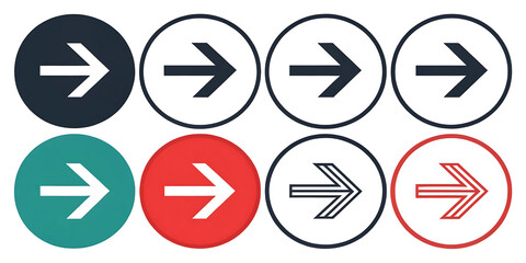 Vibrant Collection of Arrow Icons Pointing Right for Navigation and Design Purposes - Graphic Elements