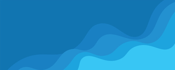 Fototapeta premium Blue abstract background in paper cut style. Water wavy paper layers for World Oceans Day June 8.vector illustration