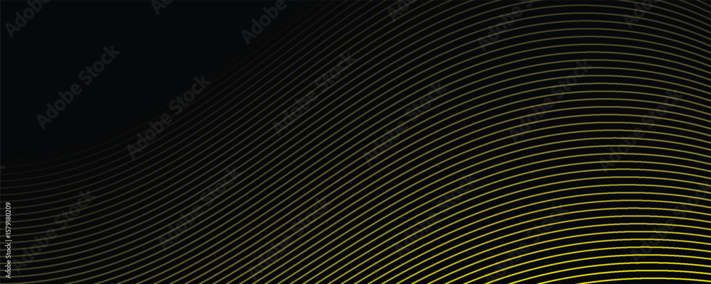 Poster black abstract backround with yellow curve line for backdrop or presentation