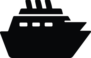 Silhouette cruise ship simple black and white vector Illustrator