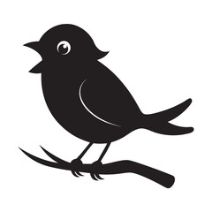Canary Singing Joyfully On Tree Branch Silhouette