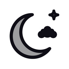Stylized Image of Moon, Star, and Cloud Representing Nighttime Scene