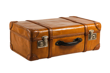Retro travel luggage, old leather suitcase.