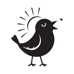 Canary Singing Under Bright Sun Rays Silhouette