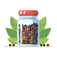 Jar of Peppercorns Isolated on a. Transparent Background 