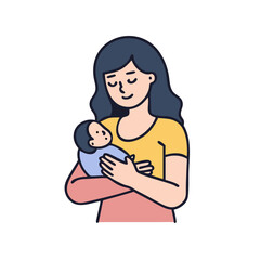 Loving mother holding her newborn baby with tenderness and a gentle smile