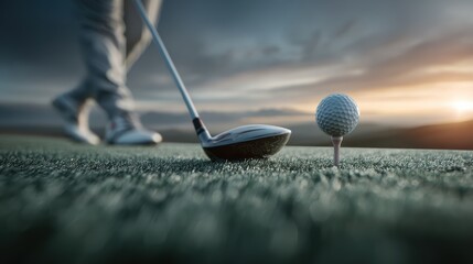 Lowangle shot of golfers legs in action on the course