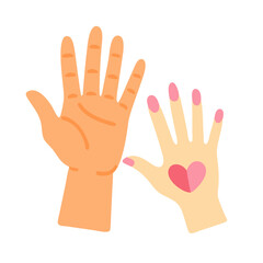 Graphic illustration of a hand gesture of love and support between people