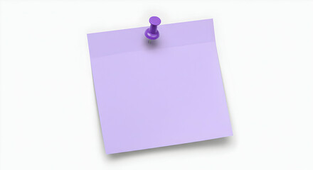 Blank Purple Sticky Note with Push Pin Ready for Your Message